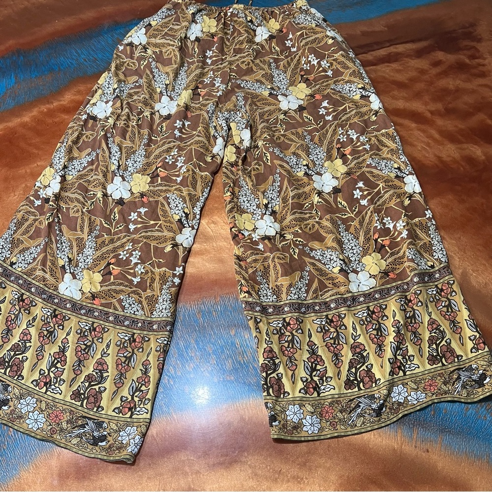 Spell & The Gypsy Bianca Brown Floral print wide leg pants size small - Picture 10 of 16